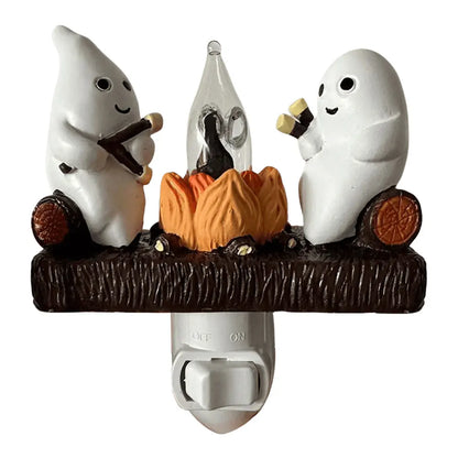 Ghost Campfire Flickering Nightlight Faux Campfire Night Light Ghost Campfire Flickering Plug in Night Light Halloween Gifts