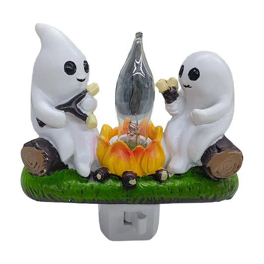 Ghost Campfire Flickering Nightlight Faux Campfire Night Light Ghost Campfire Flickering Plug in Night Light Halloween Gifts
