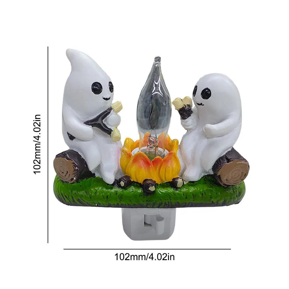 Ghost Campfire Flickering Nightlight Faux Campfire Night Light Ghost Campfire Flickering Plug in Night Light Halloween Gifts
