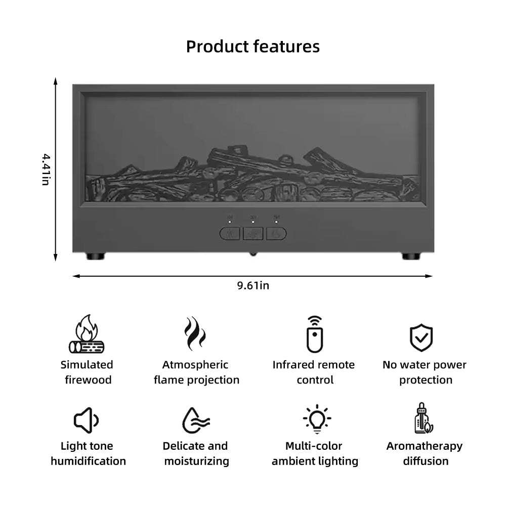 Desktop Fireplace with Atmosphere Light - Portable Simulation Fireplace Heater for Bedroom, Home, Office Decorations - Creative