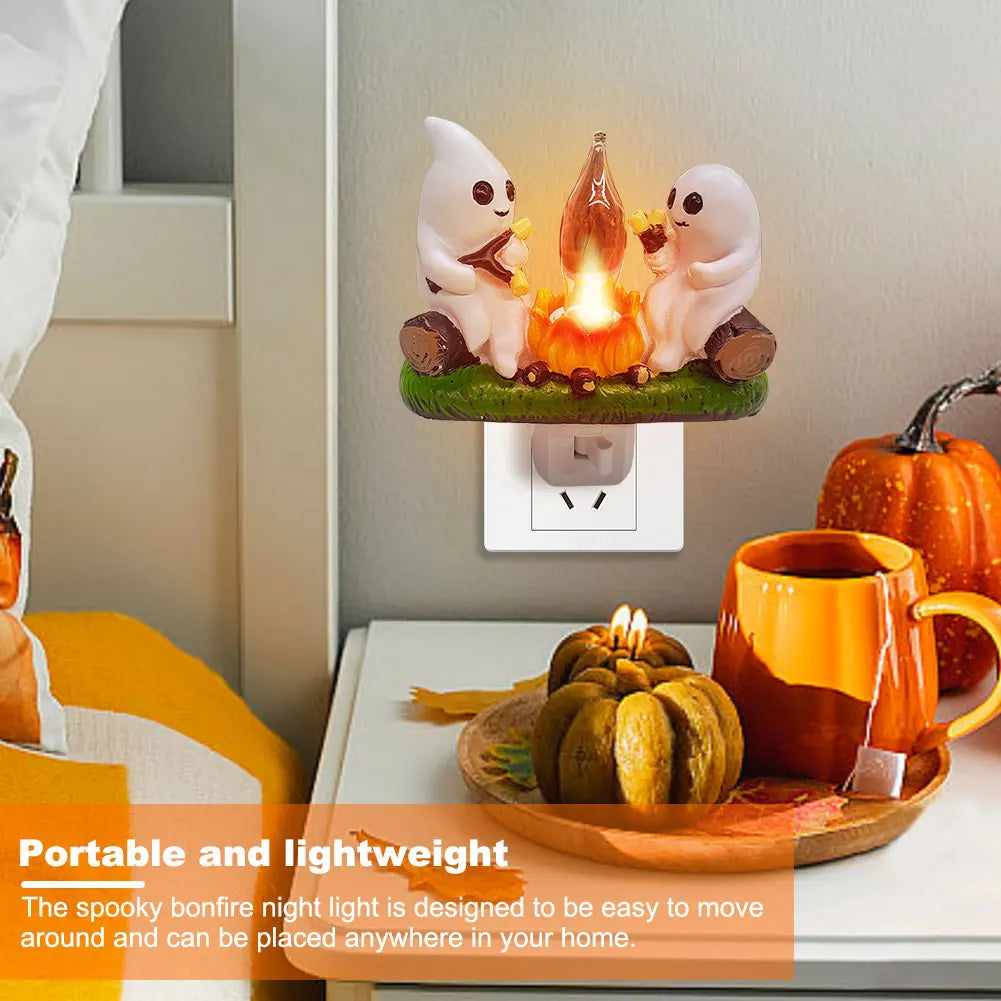 Ghost Campfire Flickering Nightlight Faux Campfire Night Light Ghost Campfire Flickering Plug in Night Light Halloween Gifts